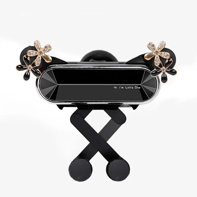Cute Bowknot Universal Car Phone Holder Cartoon Diamond GPS Stand Gravity Bracket Auto Air Vent Clip Mount Mobile Phone Holder