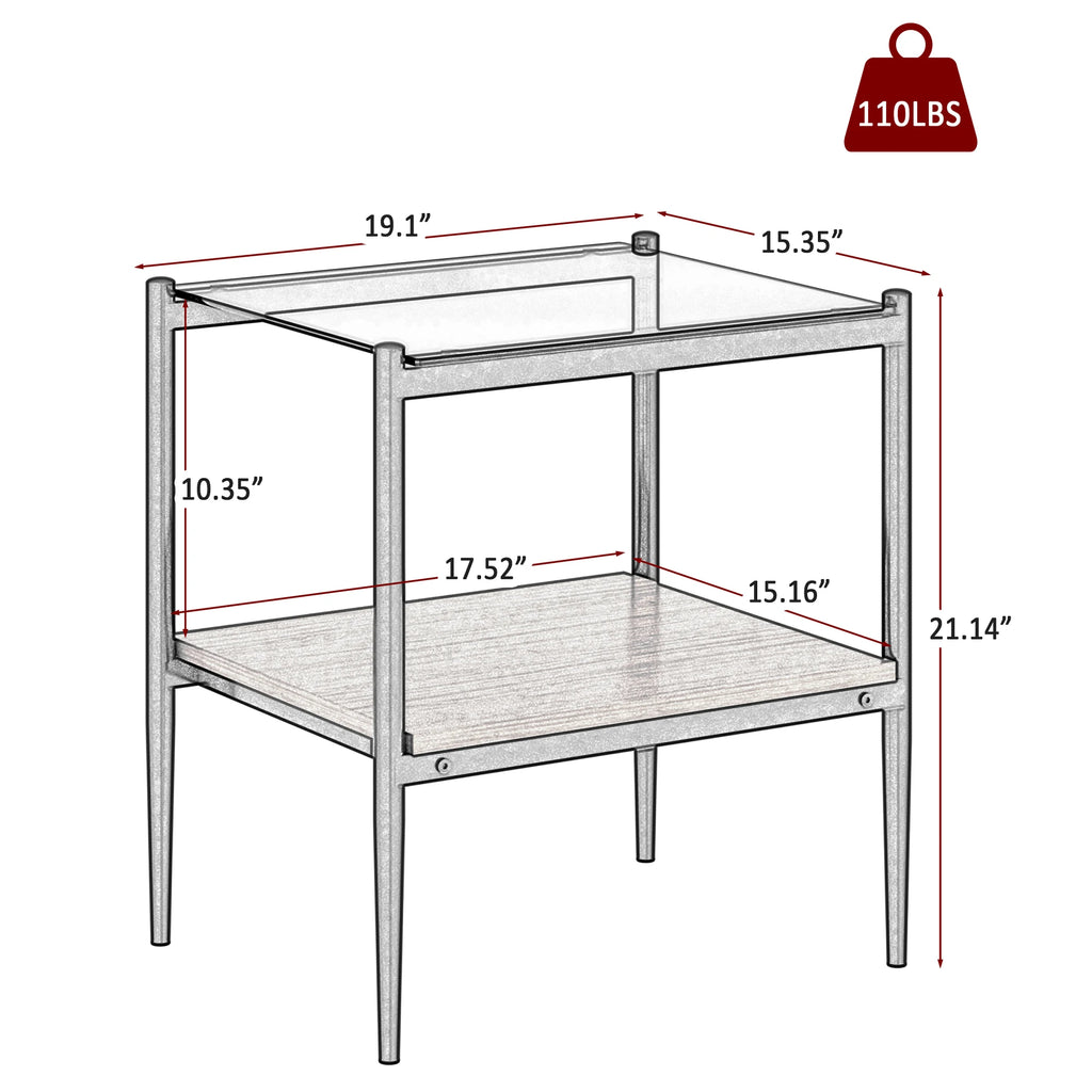 Living Room Set of 3 Piece New Shape Tempered Glass Coffee Table Side Table Set for Living Room Center Area