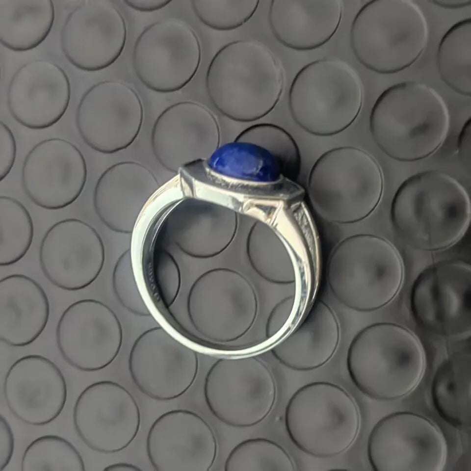 Mikaelson Original S925 Silver Jewelry Fine Ring  for Men Women the Vampire Diaries Inspired Natural Lapis Lazuli Fashion Gift