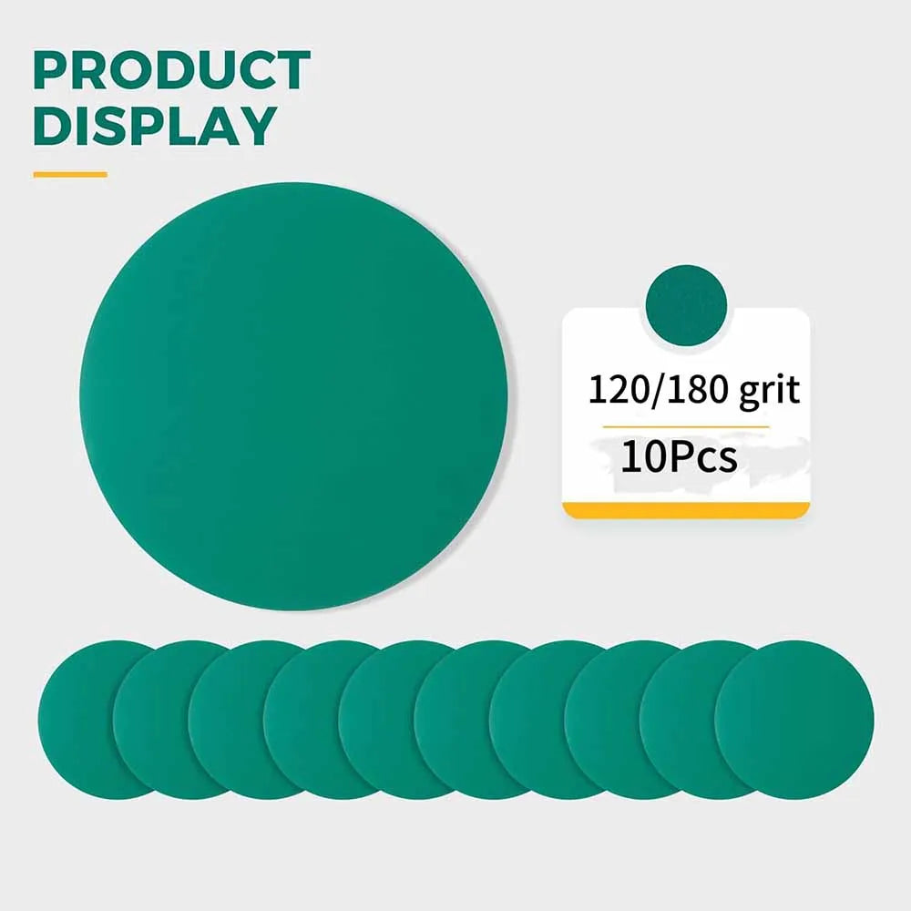 US Local Stock Ships in 24H Free Shipping USA 9" Green Sander Hook & Loop Sanding Disc No Hole Ceramic Sandpaper 10 Pack
