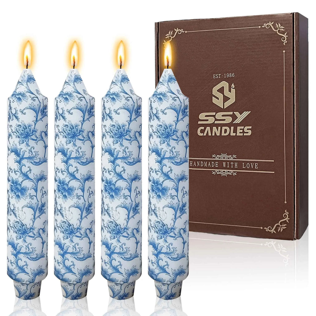 7Inch Pillar Candles Handmade Unscented 4PCS Small Taper Candle Sticks for Festive Parties Wedding Home Decor