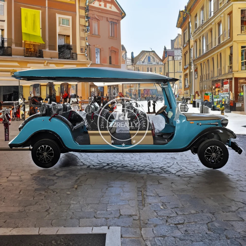 2025 4 Seats Electric Vintage Classic Sightseeing Mini Bus 72V Battery 80-100km Range