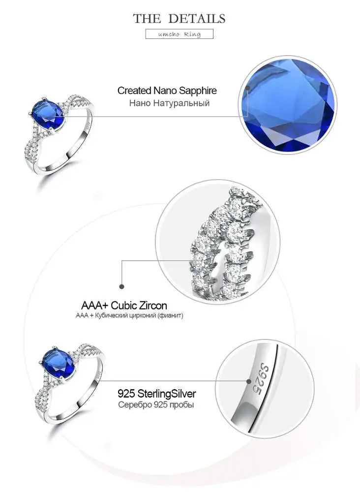 New Fashionable Blue Gemstone Ring 925 Sterling Silver Women Wedding Ring Sterling Silver Jewellery