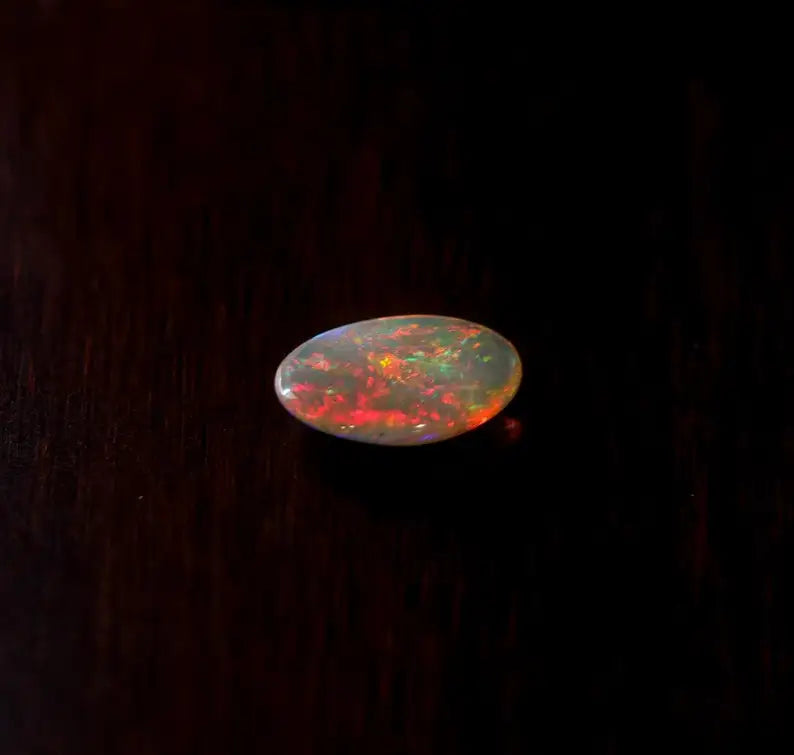 Customizable Oval Cut  Heat Treated Ethiopian Opal Synthetic Lab Created Loose October Birthstone Blue Fire Effect Attractive