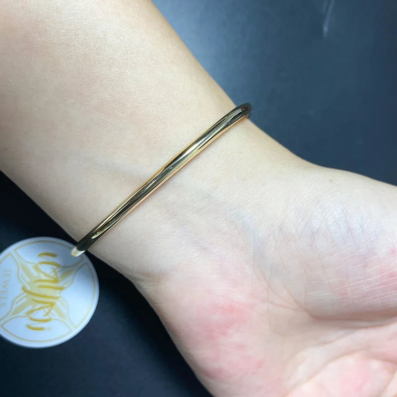 CGB015 15 to 17 Grams Real Pure 18K Gold Natural Diamond Nail Bracelet Bangle Jewelry Au750 Gold Nail Bracelet for Men and Women