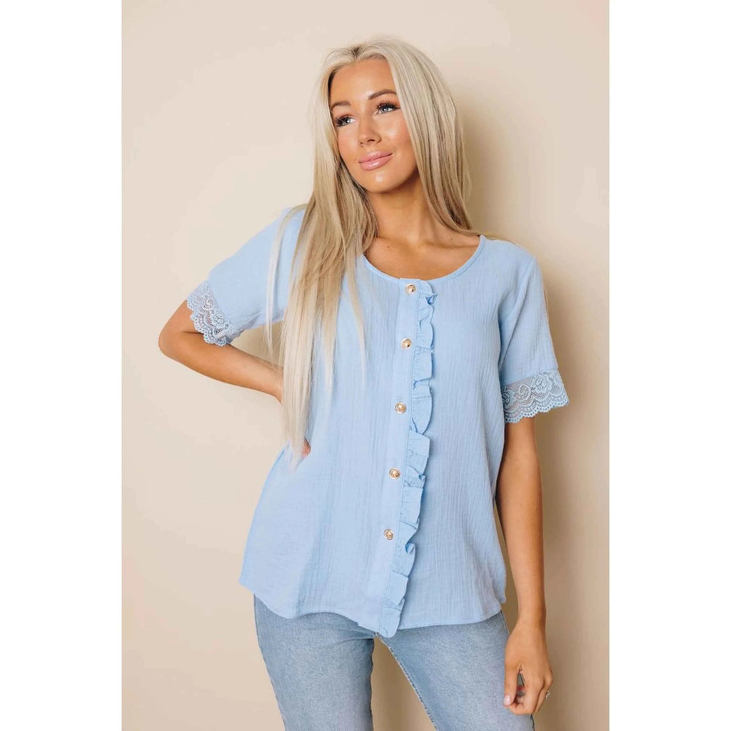 TD Harvey Women's Ruffle Blouse Shirt