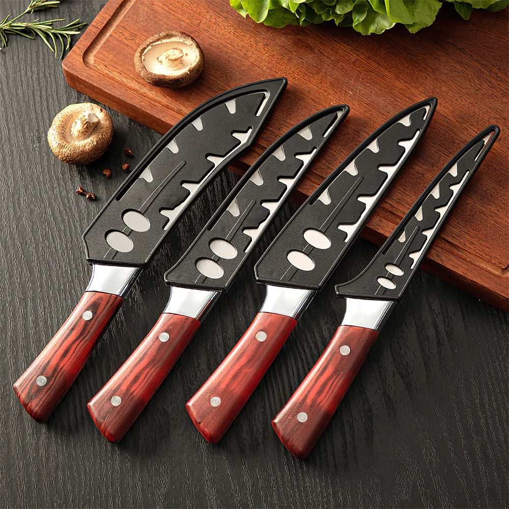 4pcs Hand Forged Butcher Knife Set-Kiritsuke Knives,Meat Cleaver Knife,Boning Knives,Butcher Knives 5Cr15MoV Steel Chef Knife