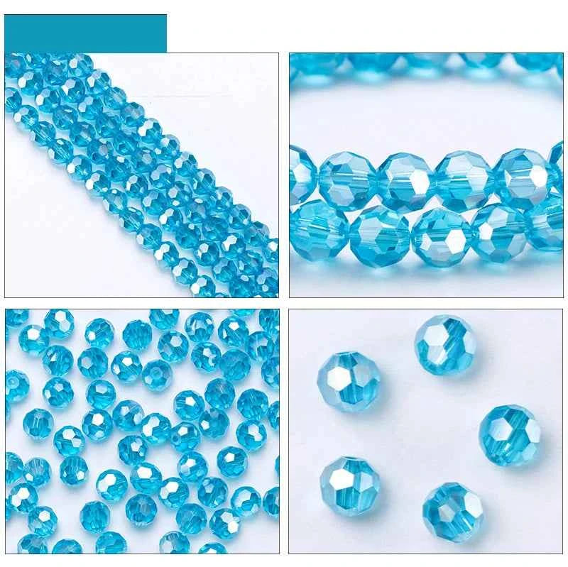 3 4 6 8mm Round Crystal Beads Faceted Colorful Glass Beads Loose Spacer Bead for Jewerly Making Needlework Bracelet Necklace DIY