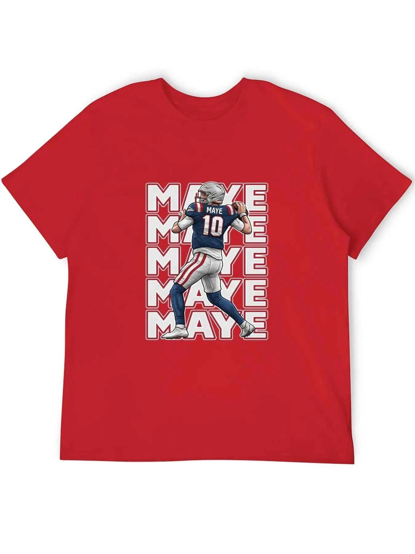 USA In-Stock New England Team Culture Shirt MAYE #10 Jersey T-Shirt Men's Casual Crew Neck T-Shirts 100% Cotton 180g Stretch Top