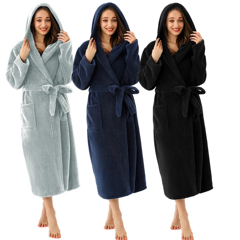 Free Shipping Women s Sleepwear Robe Longue Embroidery Robe Bulk Robes Heavy Thin Fleece Pajamas