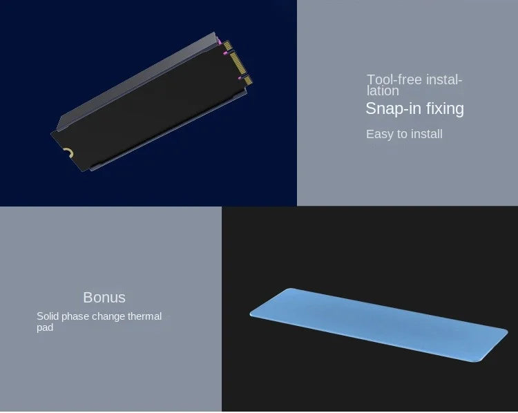 TEUCER M.2 NVME SSD Heatsink Cooler 2280 Aluminum Solid State Disk Drive Radiator for Desktop PC & PS5 Computer Case Application