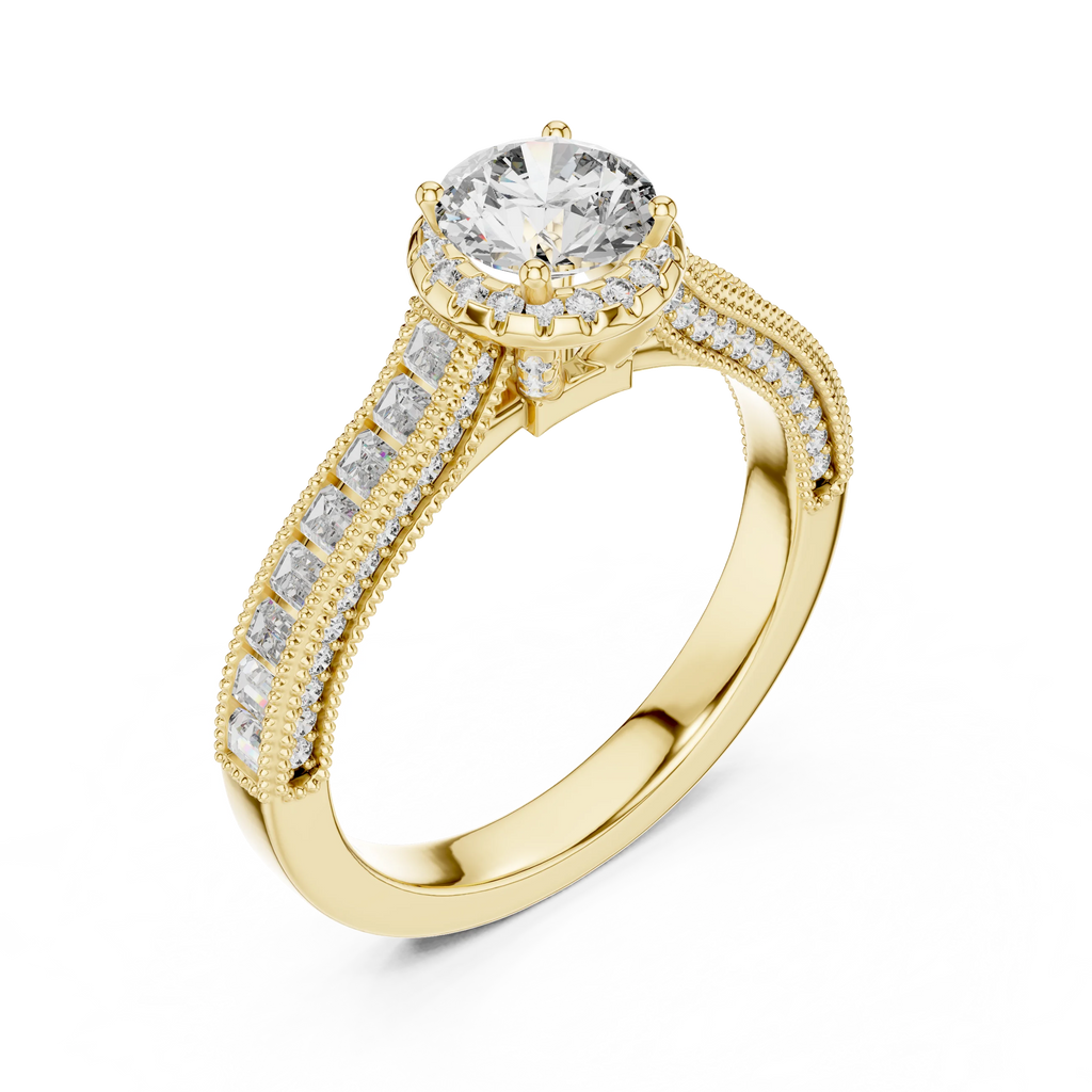 Trendy Fancy Round and Baguette Diamond Ring IGI Certified Lab Grown Stones Perfect for Engagement Wedding Luxury Gifts