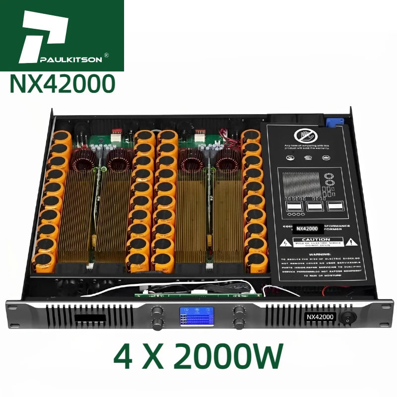 Paulkitson Professional NX21800 Subwoofer Sound Amplifier 2-Channel Class D Power Equipment for Stage Application 4ohm 8ohm