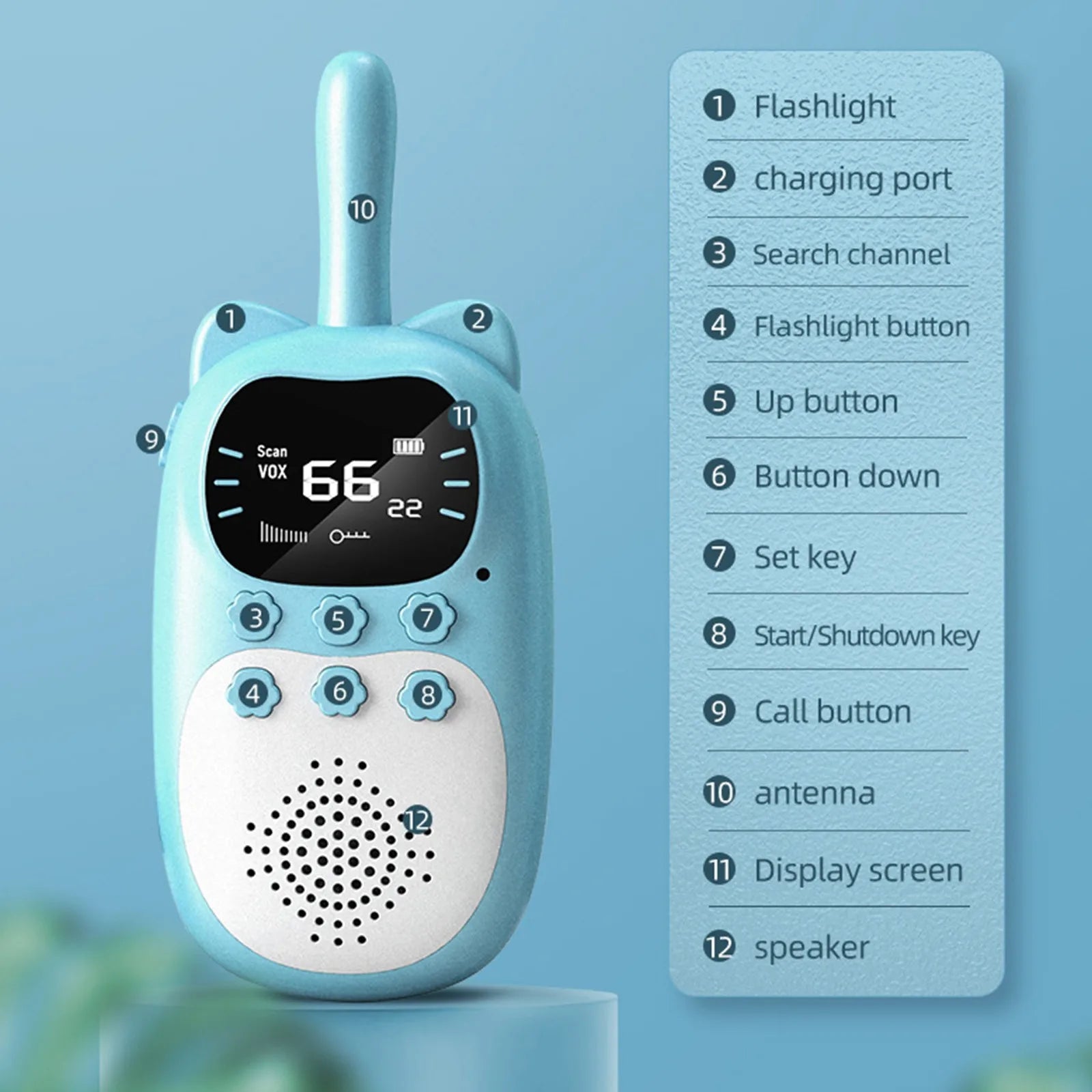 Kids Walkie Talkie 2PCS Electronic Toys Children Spy Gadgets Baby Radio Phone 3km Range Christmas Birthday Gift For Boys Girls
