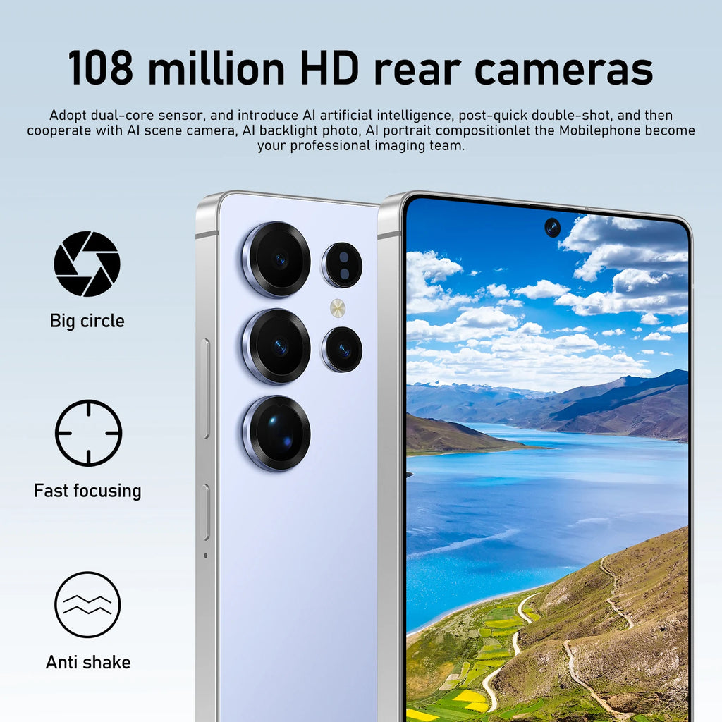 Hot Selling S25Ultra 16+1TB Qudad Core Android Phone with Face Recognition& HD Screen Cellphone Android 15 4g 5g Mobile Phones