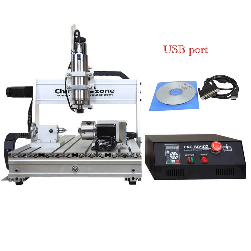 4-Axis 6040Z-S Mini CNC Router Milling Engraving  Machine Mini Lathe