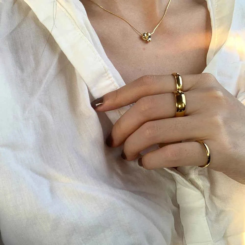Tarnish Free 2mm 4mm 6mm Stainless Steel 18K Gold Plated Silver Color Knuckle Rings For Lady Minimalist Gold Rings For Women