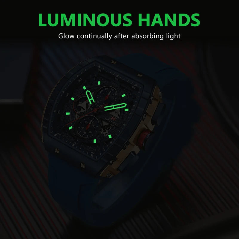 MINI FOCUS 0399 New Silicone Men Watch Business Casual Calendar Quartz Watches Sport Waterproof Luminous Men's Wristwatches