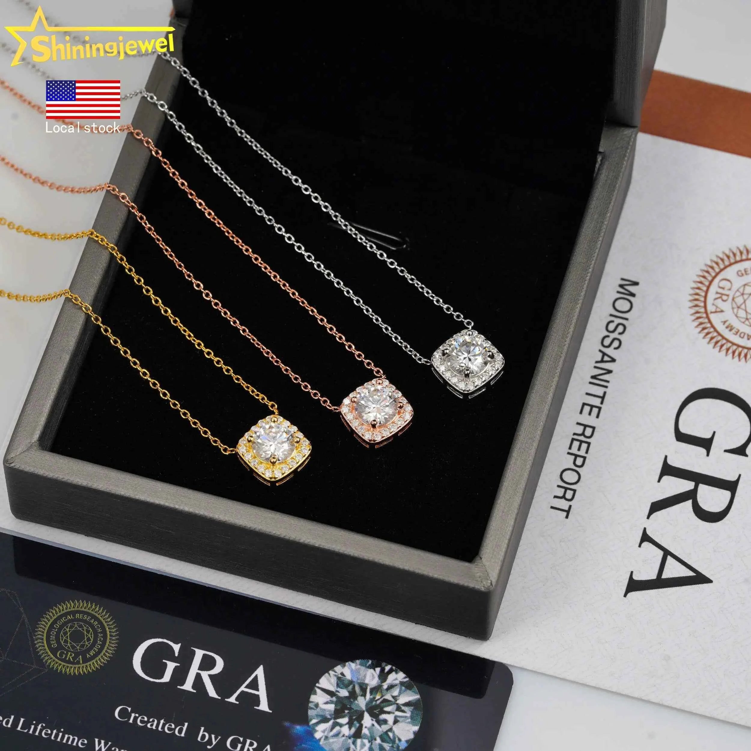 No Tarrifs USA Warehouse Ready to Ship Fine Jewelry Pass Diamond Tester 925 Silver 1CT Moissanite Pendant Women Necklace
