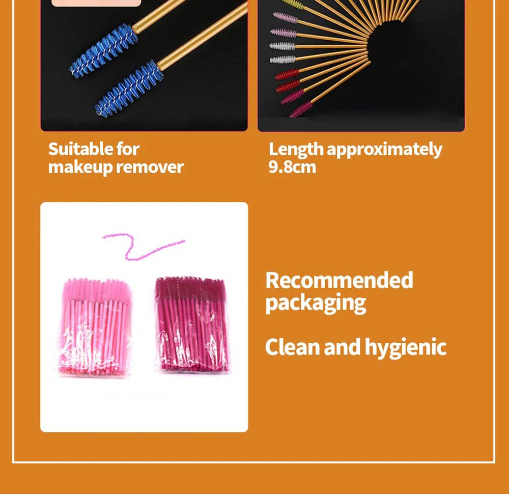 50Pcs Eyelashes Extension Disposable Makeup Eyebrow Brush Mascara Wand Applicator Eye Lashes Cosmetic Brush Set Makeup Tool