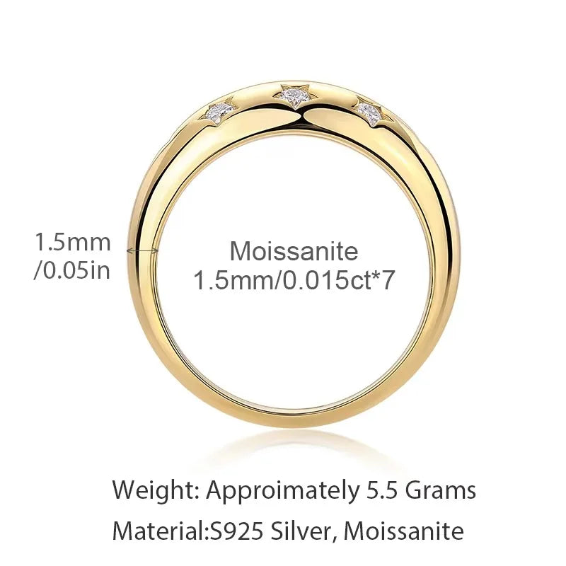 Wholesale New Fine Gold Plated 2.0mm Round Cut Vvs  Moissanite Engagement Ring S925 Sterling Silver Women Ring