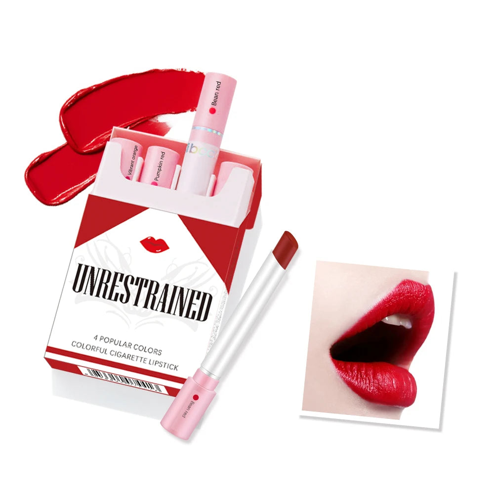 4-Color Matte Waterproof Lipstick Set – Long-Wearing