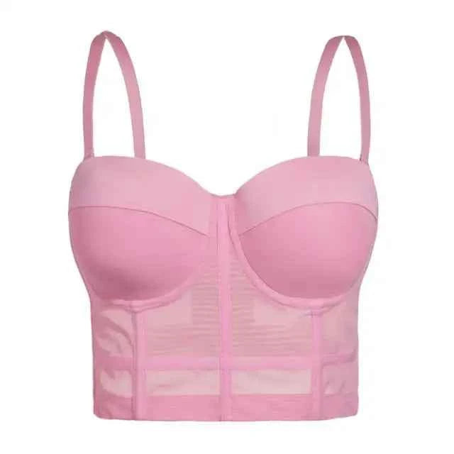 Sexy Black Transparent Bra Mesh Push Up Bralet Women's Tube Top Corset Bustier Bra Club Party Crop Top Lingerie Plus Size