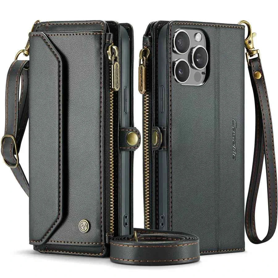 CaseMe Wireless Charge RFID Mobile Phone Cases for iPhone 16 Pro Max 15 14 13 12 11 7 8 Case Zipper Case for Iphones 15 Pro Max