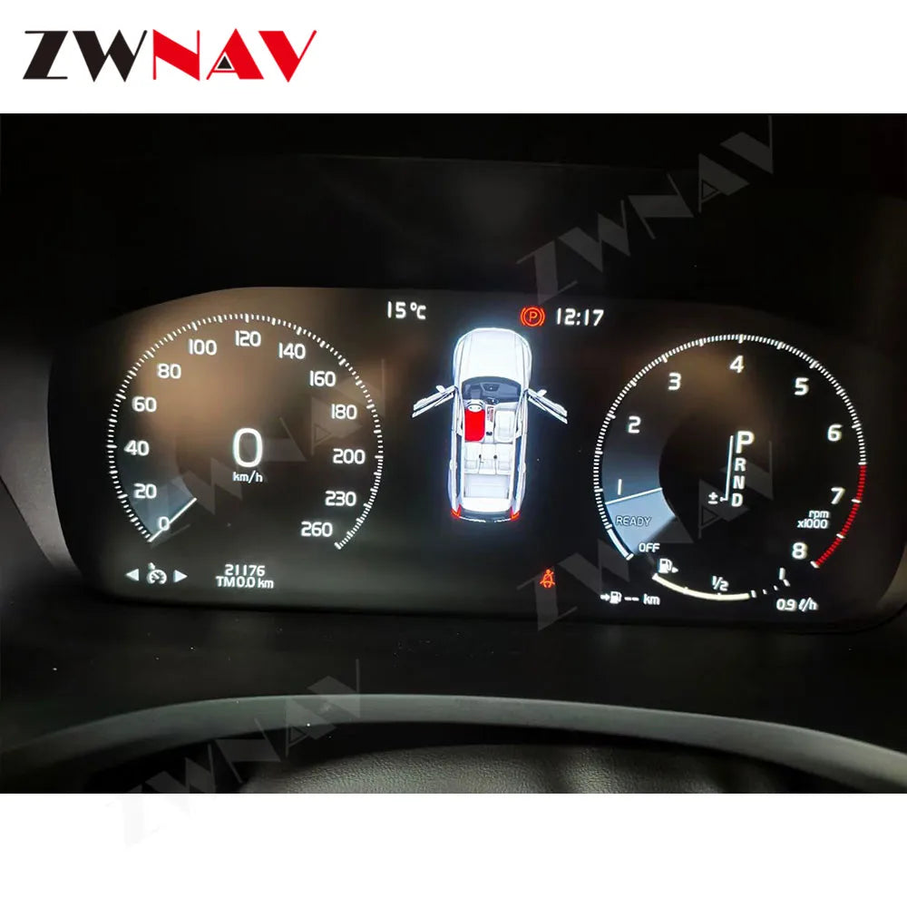 12.3" LCD Android Digital Dashboard Panel for Volvo XC90 S60 XC60 S90 2013-2020 Car Instrument Display Head Unit GPS Multimedia