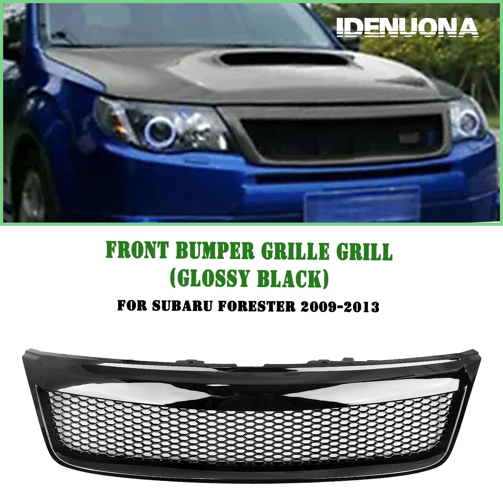 Front Bumper Grille Grill Mesh Kit for Subaru Forester 2009-2013 2012 Black