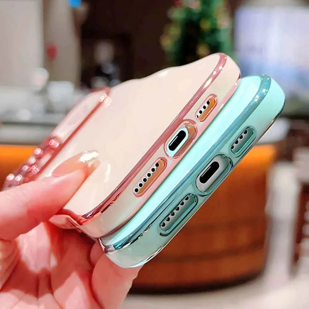 Luxury Electroplate Love Heart Silicone Wavy Phone Case for iPhone 16pro Mobile Phone Cases 17