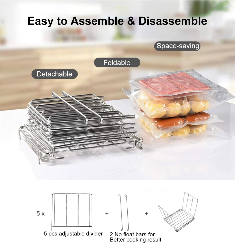 Stainless Steel Sous Vide Rack and 11L Sous Vide Cooker Containers Detachable Dividers Separator for Immersion Circulators