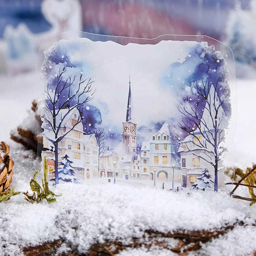 10 Sheets Per Pack PET Stickers Winter Snow Rhyme Series Winter Landscape Handbook Decorative Material 6 Models