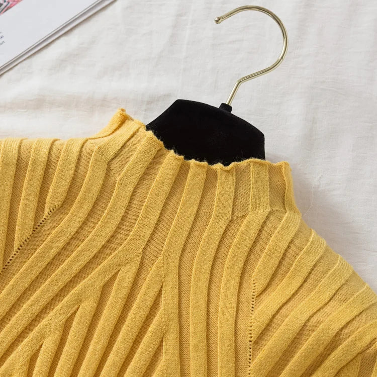 AOSSVIAO 2026 Knitted Women high neck Sweater Pullovers Turtleneck Autumn Winter Basic Women Sweaters Slim Fit Black