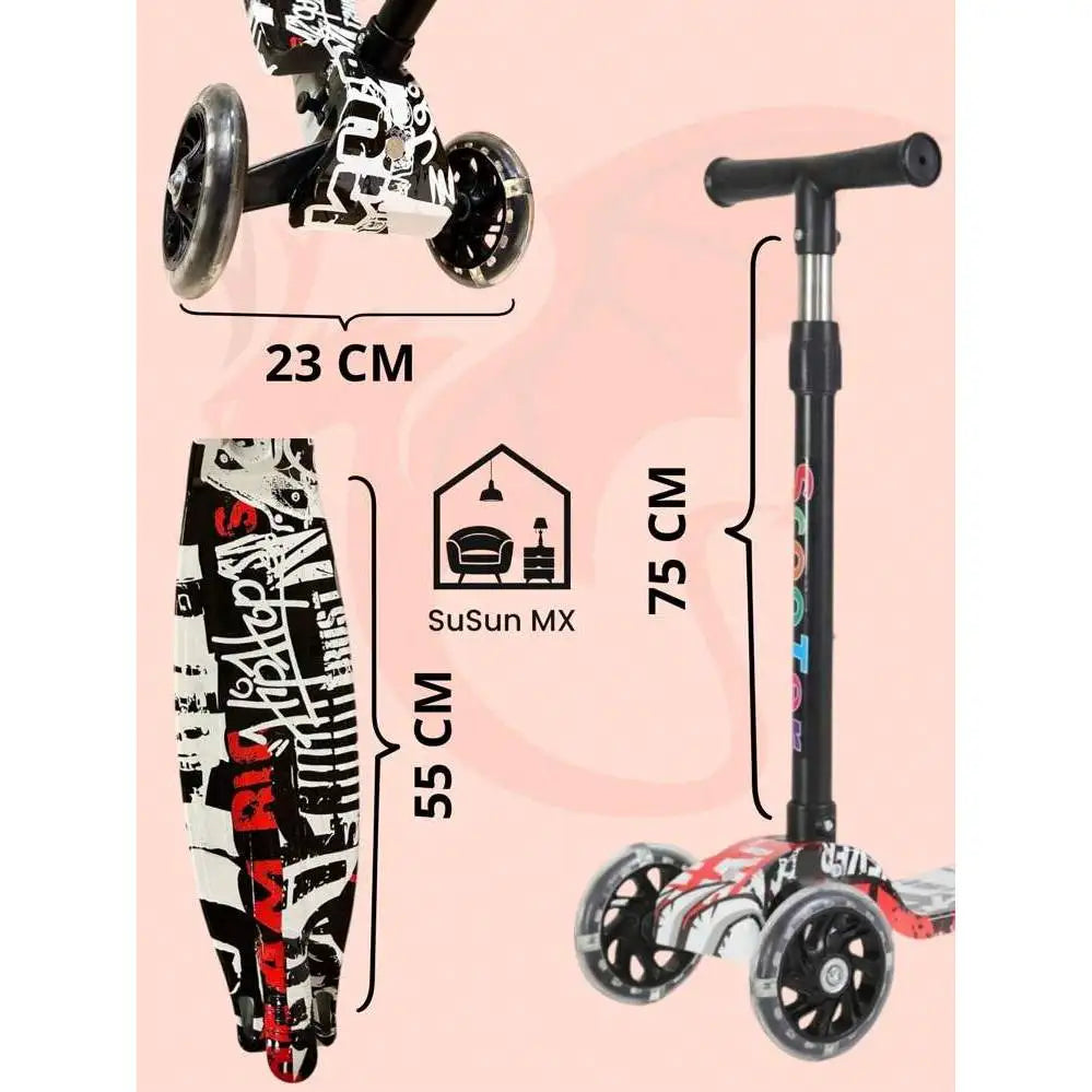Diblo Kids' Battery-Powered Electronic Foot Scooter LED Light-Up Foldable Seat Adjustable Handlebars 3-Wheel Design Rear Foot