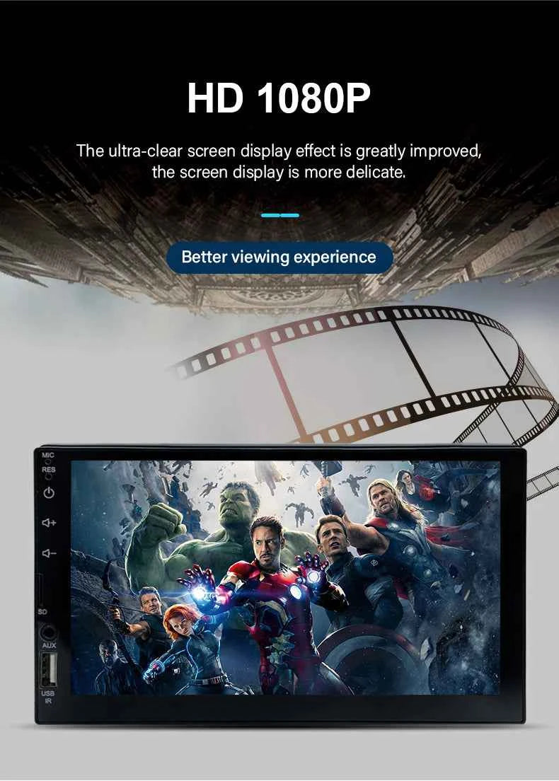 High Quality Universal 2 Din 7inch Capacitive Touch Screen Mp5 Player Car Stereo WiFi GPS BT CarPlay Amplifier Handsfree 7031