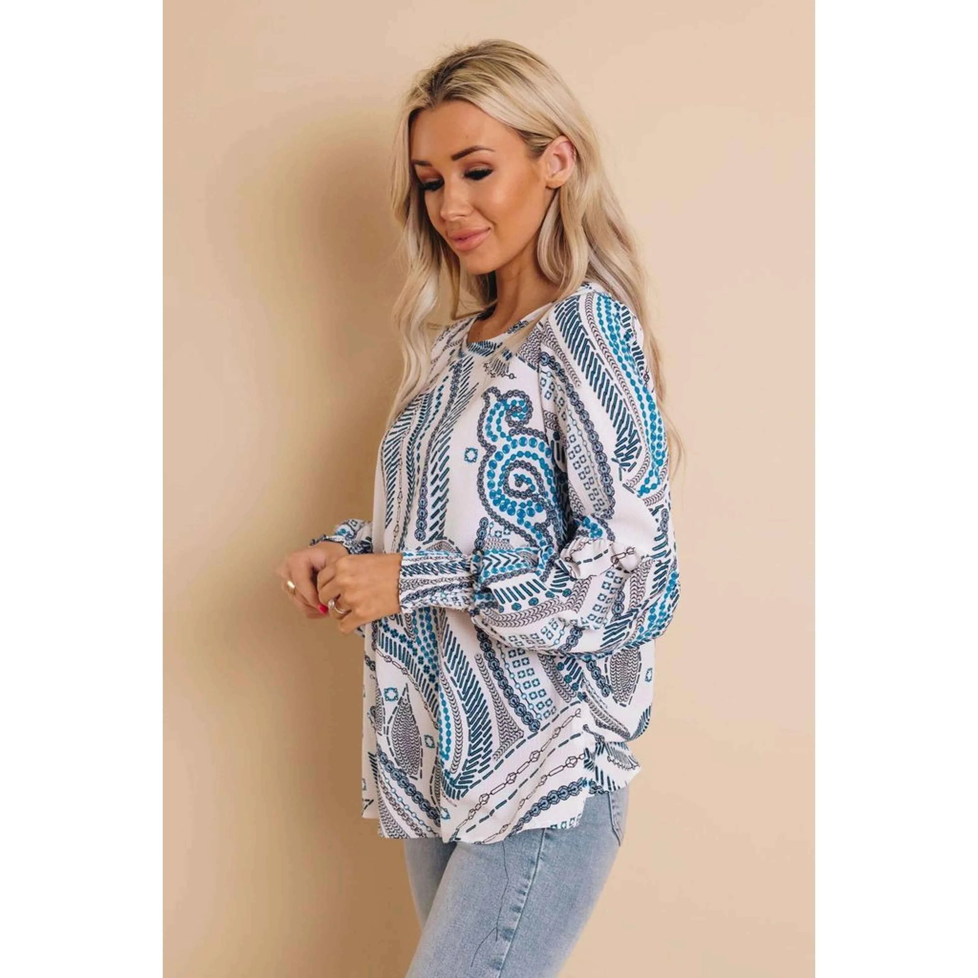 TD Carmen Summer Top with Half Sleeve Printed Fabric Logo Decoration Dresses Type