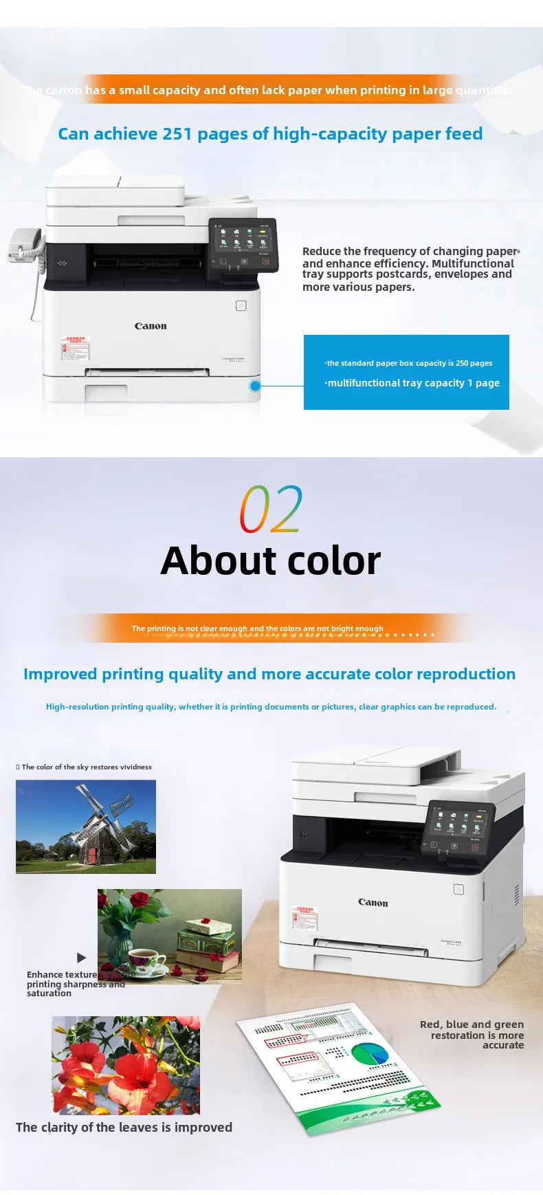 MF645Cx A4 Format Wireless USB Color Laser Multifunctional Fax Machine 4-in-1 Automatic Duplex Stock Printing Laser Printers