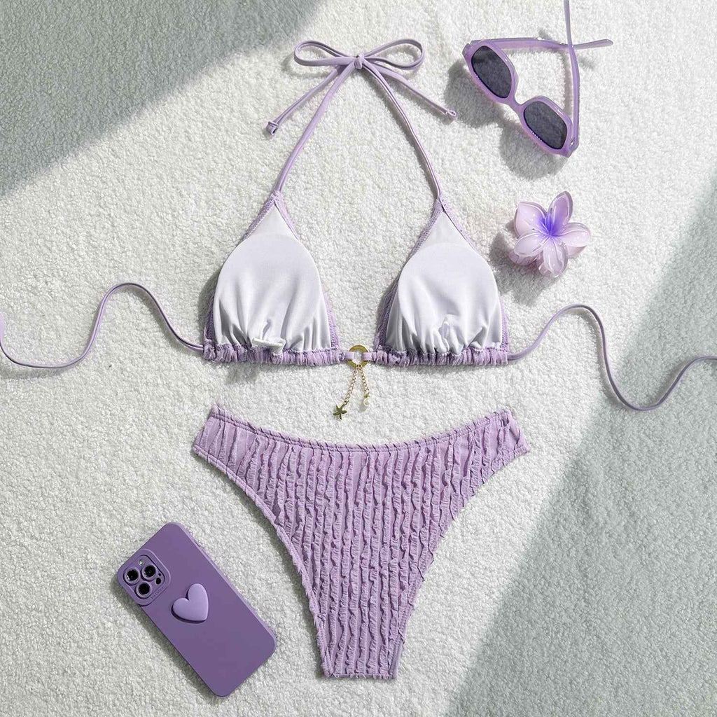 Sexy Wrinkled Halter Brazilian Bikini Women Swimwear Female Swimsuit Two-pieces Bikini Set High Cut Bathing Suit Swim Beach Wear
