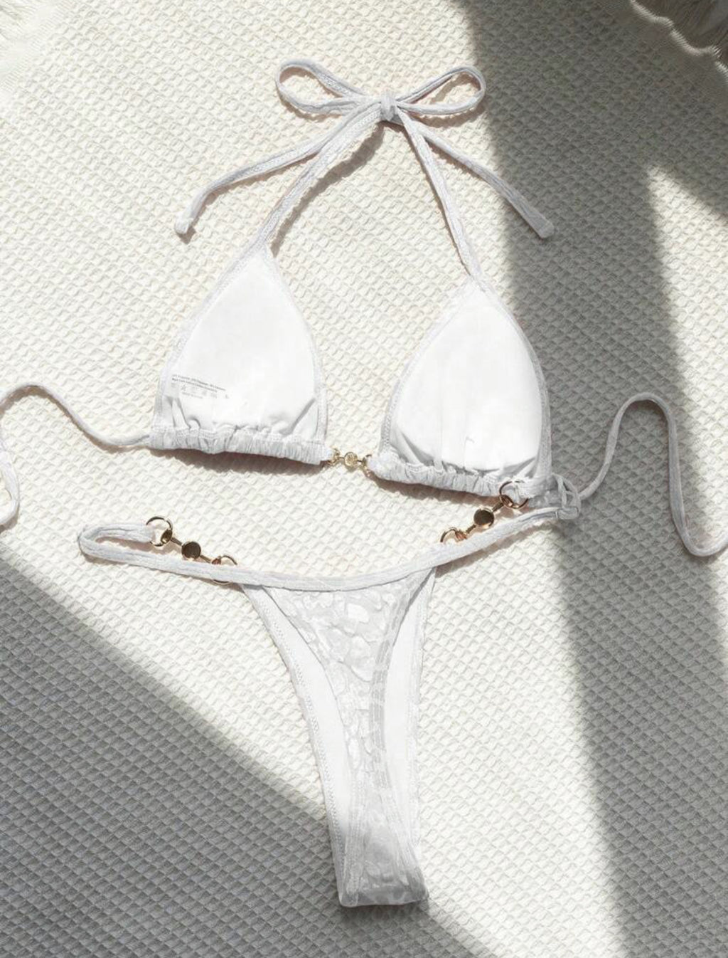 2025 European and American New Sexy T-Shaped Pearl Leopard Print Special Fabric Swimsuit Bikini Bikini Cross-Border