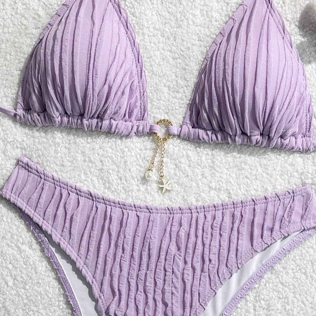 Sexy Wrinkled Halter Brazilian Bikini Women Swimwear Female Swimsuit Two-pieces Bikini Set High Cut Bathing Suit Swim Beach Wear