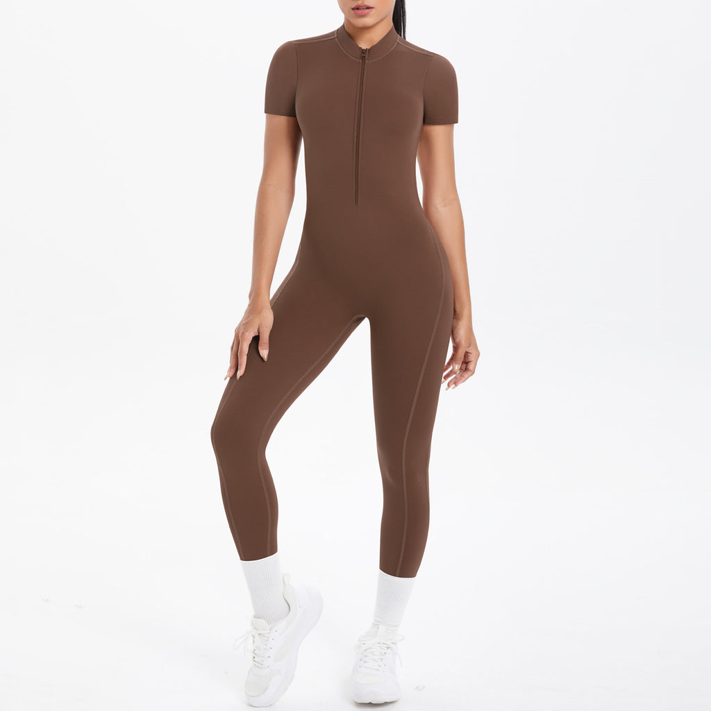 Sexy Backless Bodycon Scrunch Jumpsuit Raises Butt Women Dance Fitness Overalls Push Up  With Chest Cushion Yoga Sport Jump Suit
