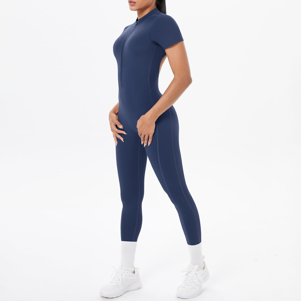 Sexy Backless Bodycon Scrunch Jumpsuit Raises Butt Women Dance Fitness Overalls Push Up  With Chest Cushion Yoga Sport Jump Suit