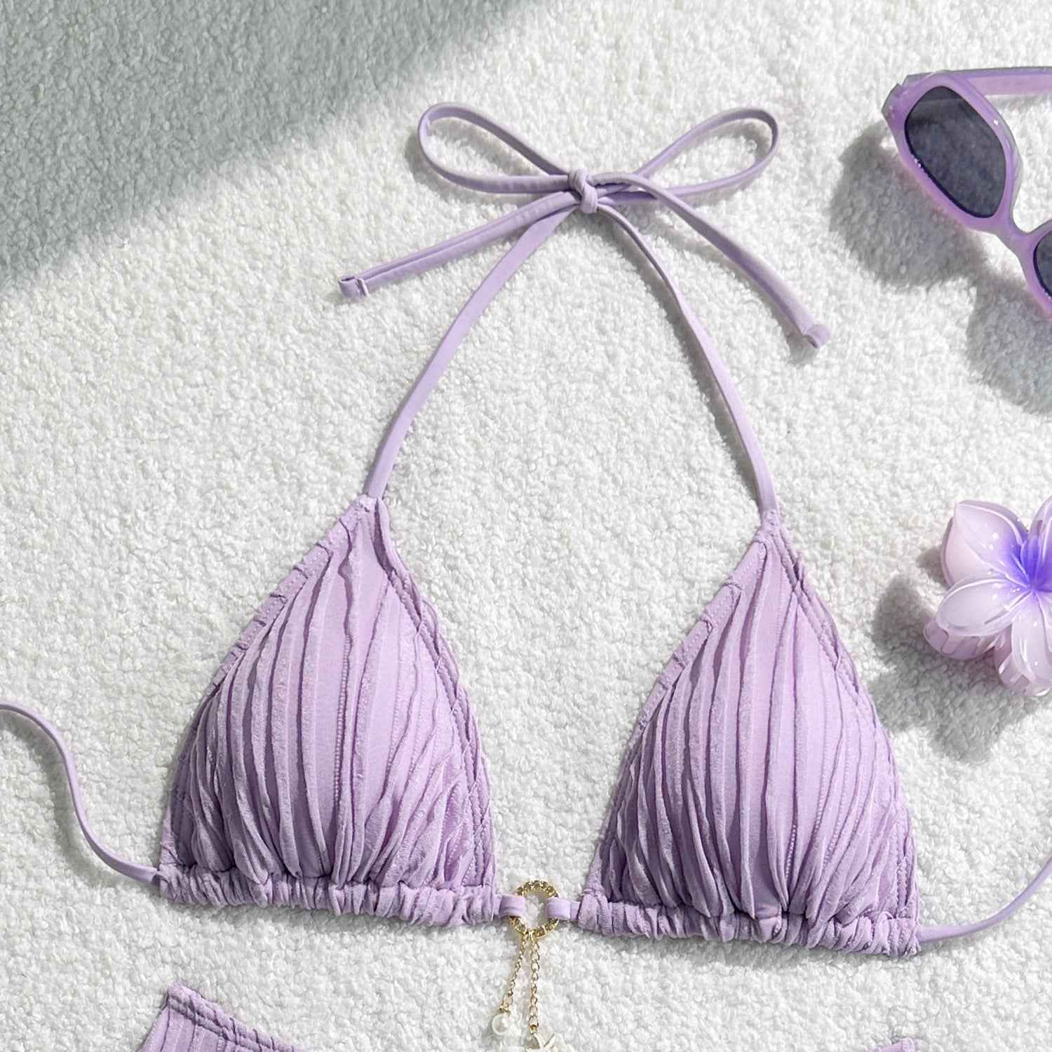 Sexy Wrinkled Halter Brazilian Bikini Women Swimwear Female Swimsuit Two-pieces Bikini Set High Cut Bathing Suit Swim Beach Wear