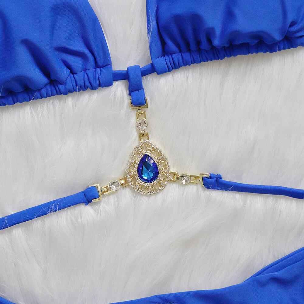 Extreme Mini Micro String Diamond Bikini Women Thong Swimwear Female Swimsuit Two Pieces Bikini Set Halter Bathing Suit Swim