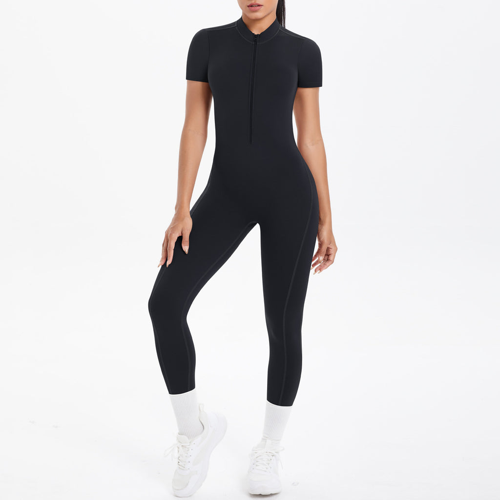 Sexy Backless Bodycon Scrunch Jumpsuit Raises Butt Women Dance Fitness Overalls Push Up  With Chest Cushion Yoga Sport Jump Suit