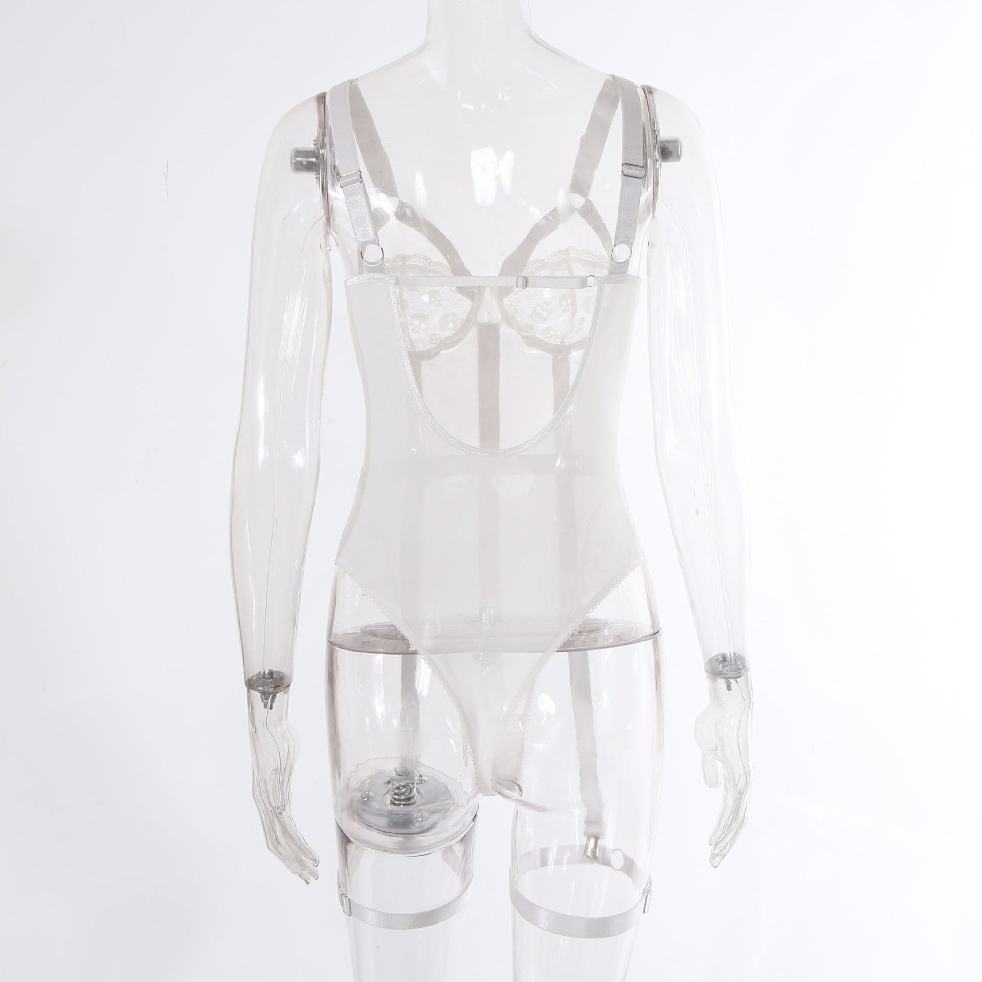 Pink Embroidery Floral Backless Sexy Mesh Sheer See Through One-piece Rompers Women Sexy Lingerie Slim Bodysuit Female Clubwear