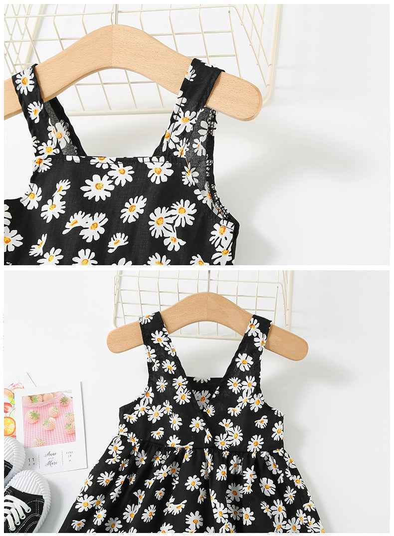 New Baby Girls Sleeveless Flower Print Dresses Clothes Bowknot Kid Summer Princess Dress Children Party Ball Pageant Outfit