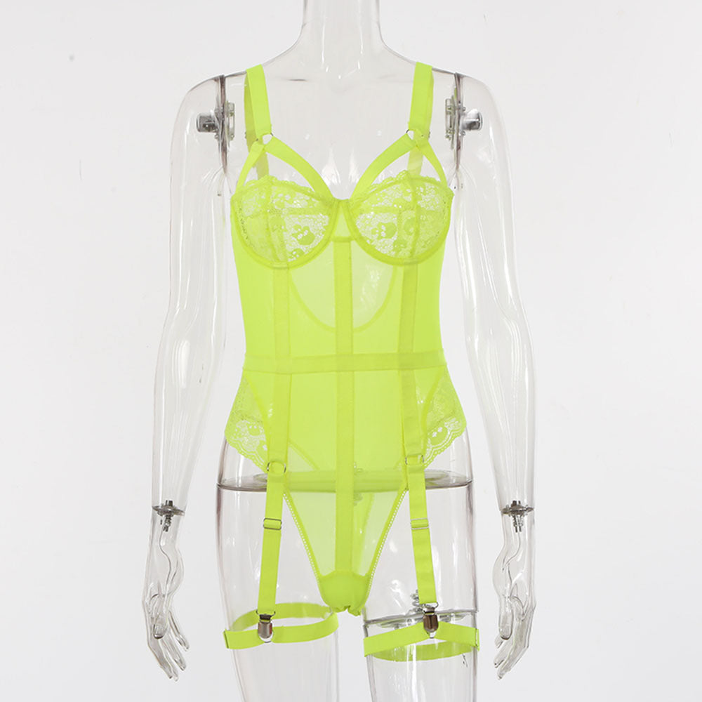 Pink Embroidery Floral Backless Sexy Mesh Sheer See Through One-piece Rompers Women Sexy Lingerie Slim Bodysuit Female Clubwear