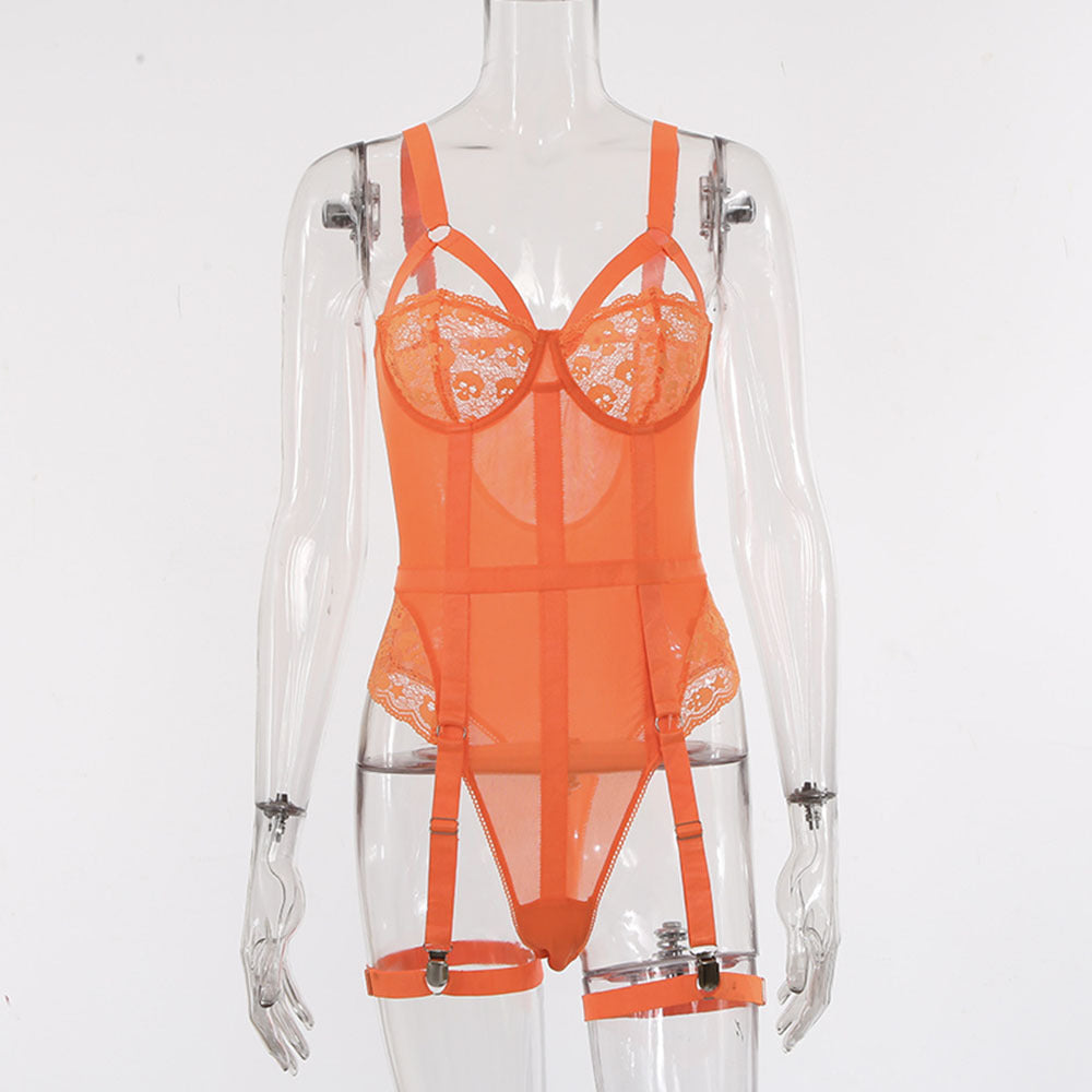 Pink Embroidery Floral Backless Sexy Mesh Sheer See Through One-piece Rompers Women Sexy Lingerie Slim Bodysuit Female Clubwear